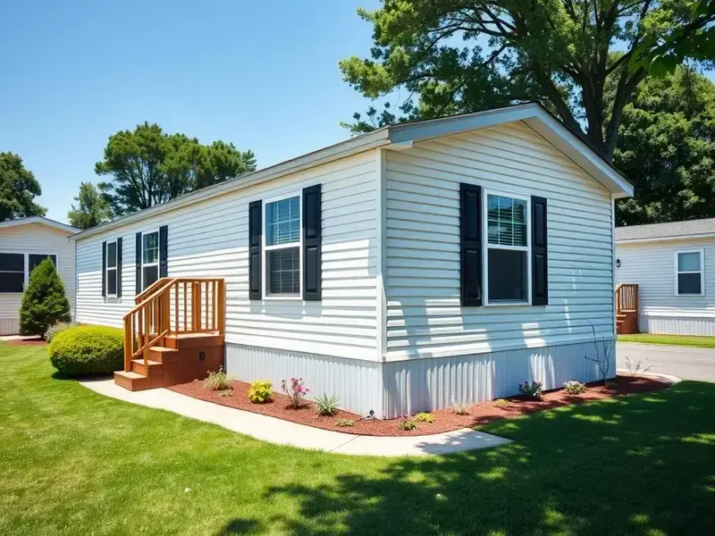 Mobile home with new vinyl siding